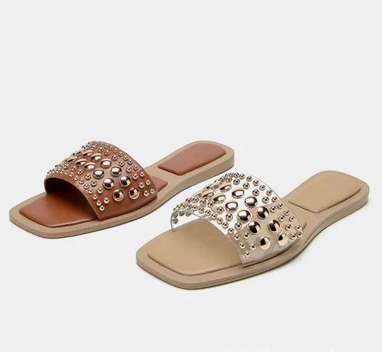 Transparent Slides Slippers with Rivets: Your Perfect Summer Footwear Accessory