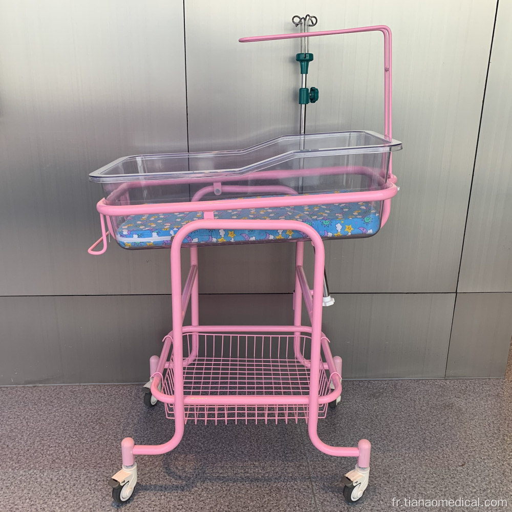 Lit de bébé en acier transparent pour hôpital