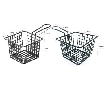 Mini Square Metal French Fries Fry Basket - Small and Big Sizes for Convenient Food Serving