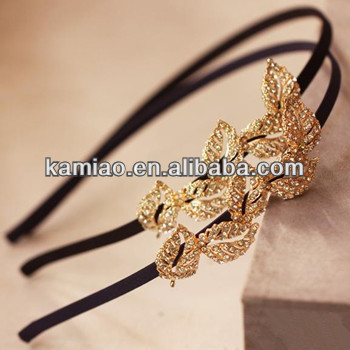 2014 fashion hair accessories metal leaf china wholesale crystal headbands