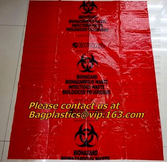 heavy duty red medical biohazard garbage trash bags, PE Eco-friendly biohazard garbage bags, Heavy Duty biohazard infectious was