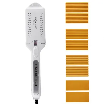 4-in-1 Changeable Board Hair Straightener with Electronic Temperature Control and Anti-scalding