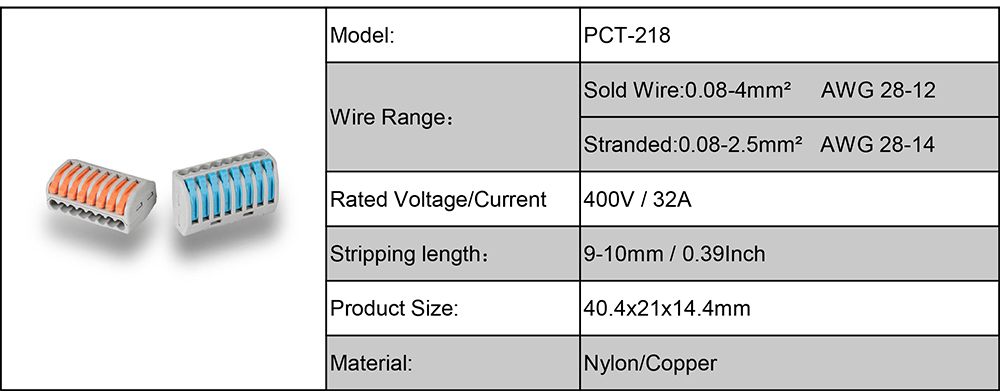 Pct-218 Pct-212 PCT-214 Quick Splice Wire Connector Electrical