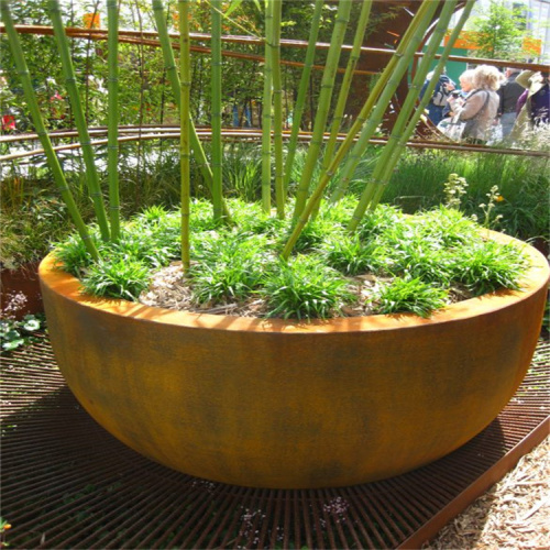 Corten Steel Flower Planter Rusty Corten Decoration Flower Pot Supplier