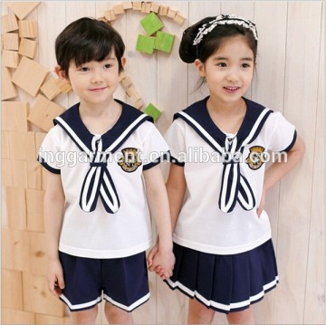 School Uniform Kid's Short Sleeve Sailor Collar Shirt
