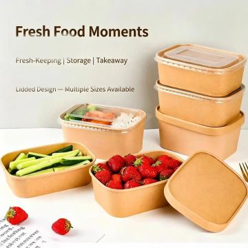 Mangkuk kertas kraft untuk restoran bawa pulang salad sup