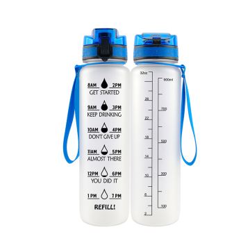 32 oz Daily Big Capacity Tritan Plastic Sports Water Bottle: BPA-Free with Motivational Features