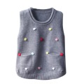 Baby Girl Clothes 0-4T Toddler Vest Spring Waistcoats Pullover Knit Girls Cute Handmade Color Point With Pocket