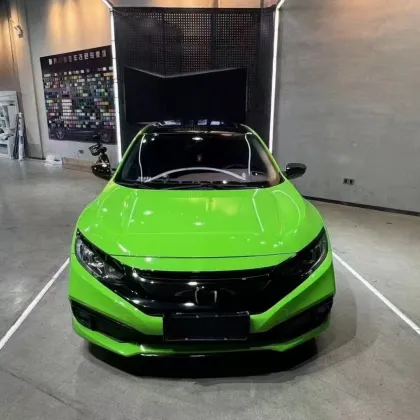 High Glossy Lizard Green Car Wrap