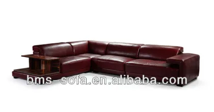 Wooden armrest high-end leather sofa