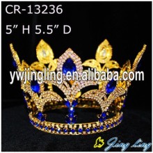 Blue Rhinestone Gold Plated Full Round Crown