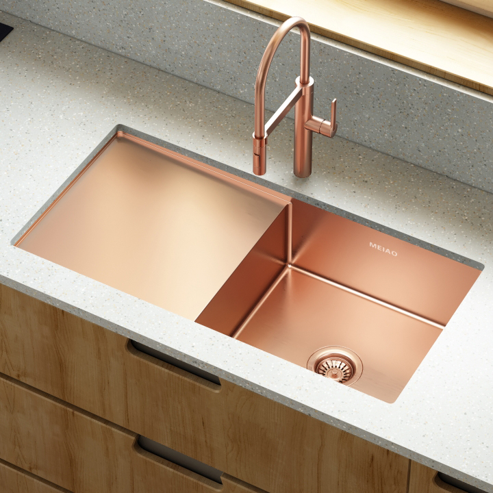 Nano Handmade Golden Sink with Single Bowl Drainboard