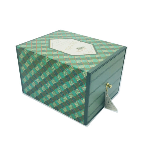 Green drawer cardboard tea box