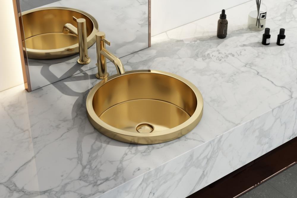 Hot Stainless Steel Handmade Gold Bathroom Sink