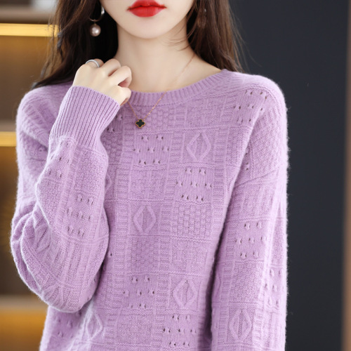 Hoodies And Sweatshirts Round neck solid diamond knit jumper for women Factory
