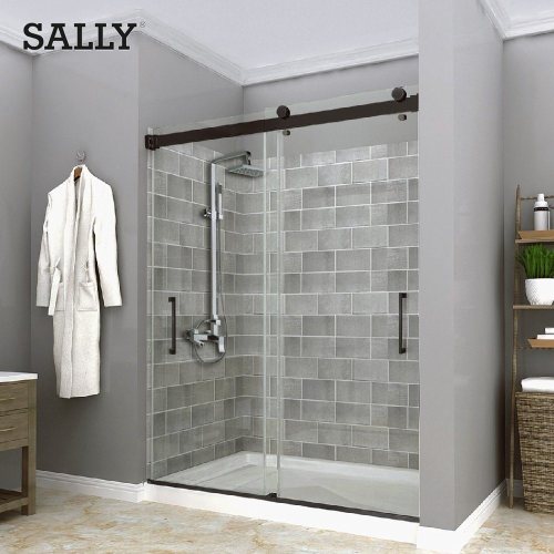 SALLY MattBlack Double Sliding Bypass 8mm Shower Doors