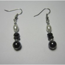 Pendiente Hematite con hallazgo de color plata