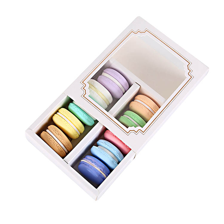 Dessert Macaron Carboard Drawer Packaging Box with Window