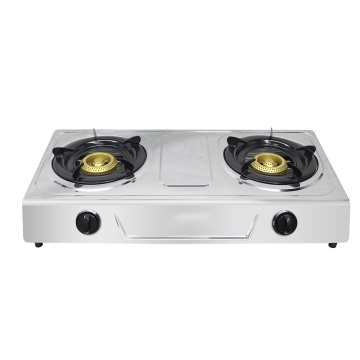 Gas Cooker Double Burners Stainless Panel