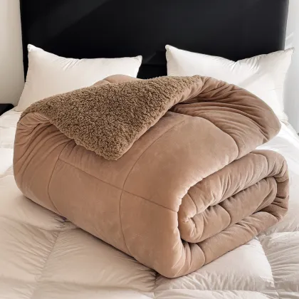 High Quality Thick Quilted Sherpa Velvet Fabric Weighted Blankets for Home and Hotel