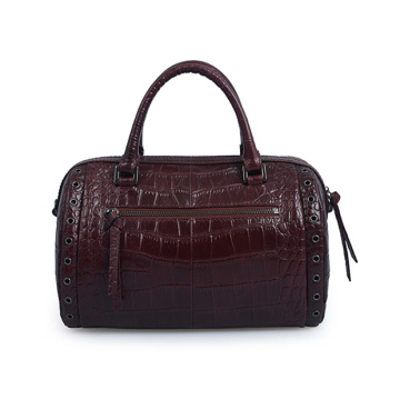 Daily Zip-Top Leather Tote Boston Bag Crocodile