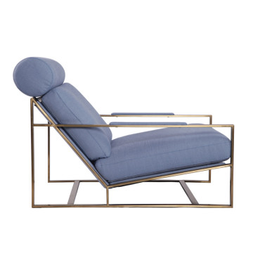 Milo Lounge Chair with Brass Plated Steel Frame