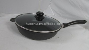 Aluminum die-cast die cast wok with glass / metal lid cover