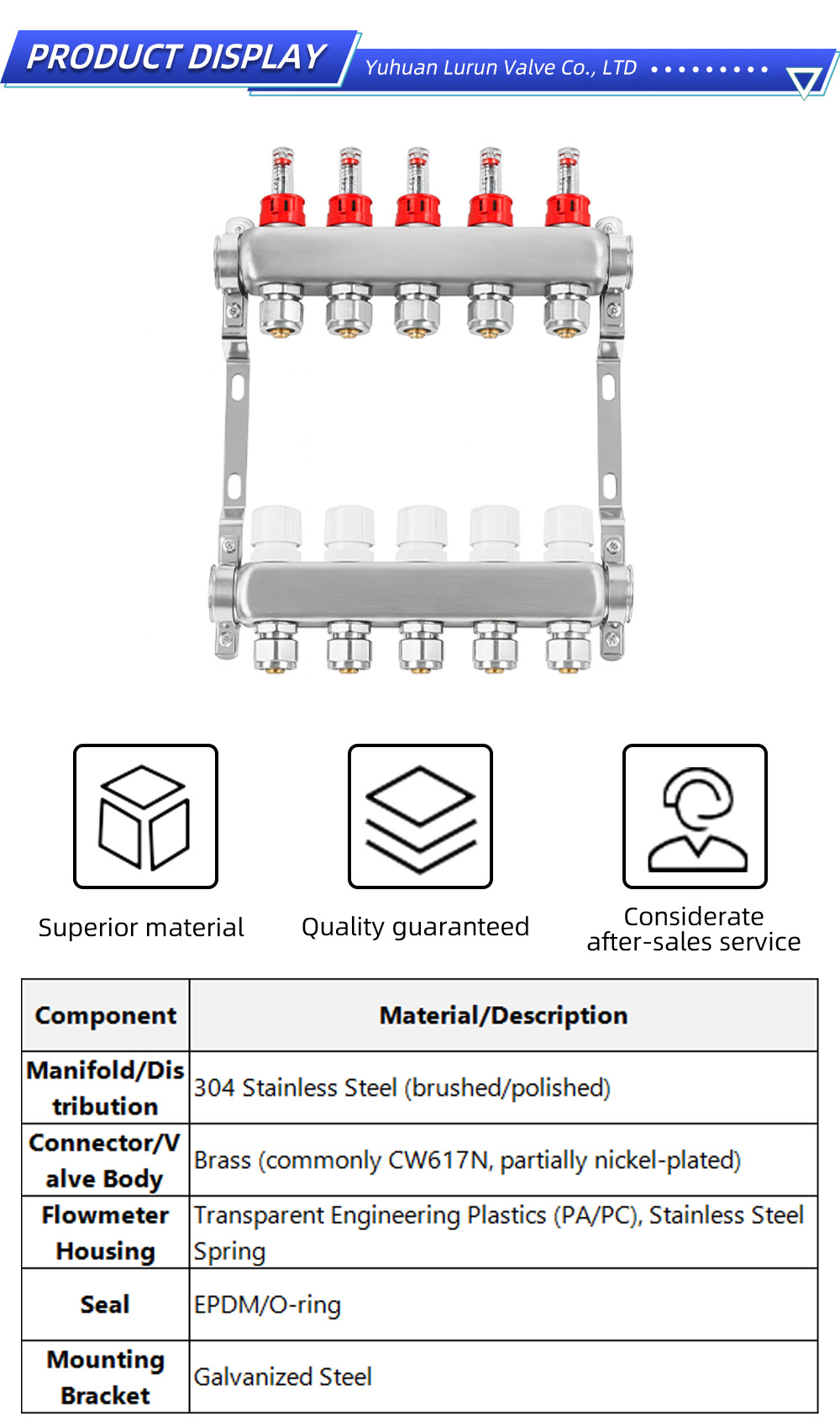 Paslanmaz Çelik SS304 yerden ısıtma manifoldu