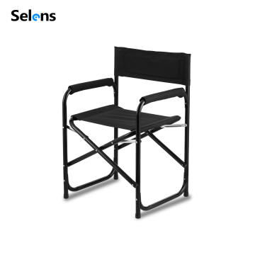 Selens Stainless Steel Director Chair with Aluminum Black Frame and 600D Oxford Fabric Backrest