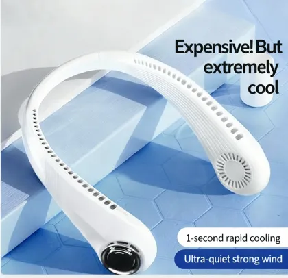 Neck Mounted Cooling Fan Leafless Safe 1 Second Cooling Dual Use for Office Outdoor Cooling Neck Fan