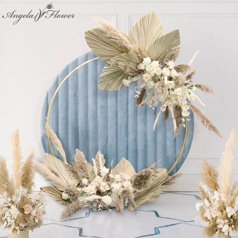 Custom Corner Flower Runner Natural Dried Plants Pampas Grass Wedding Arch Decor Flower Arrangement Wall Event Layout Flower Row