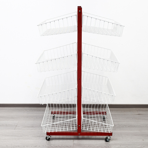 Supermarket Double Sided Shelf with Hanging Basket