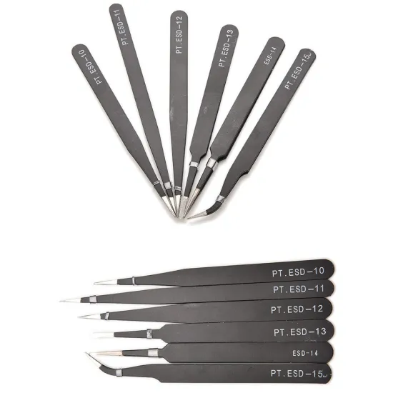 1 PCS Wholesale VETUS BGA ESD Antistatic Tweezers ESD-10/ESD-11/ESD-12/ESD-13/ESD-14/ESD-15 6 Styles