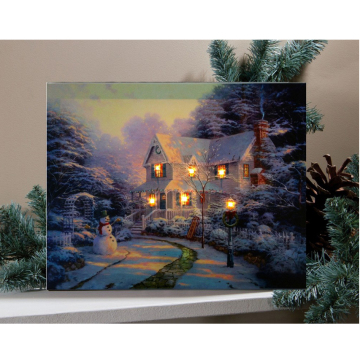 Snowman and Deer LED Canvas Art for Living Room Decor - Cheap Giclee Print