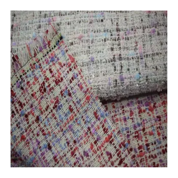 Wholesale 2024 Fashion Decorative Fabric: Multi-Coat Tweed Woolen Polyester for Bags, Women's Coats & Clothing