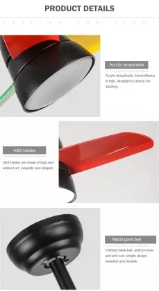 Home suspended led tricolor lighting ceiling fan