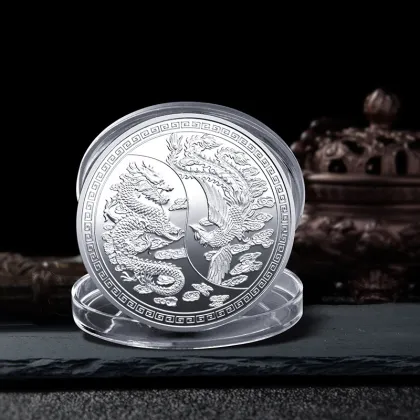 China Lucky Coin: Dragon and Phoenix Collection - Colored, Gold and Silver Plated Coin
