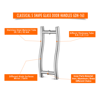 Shaped door handles for sliding glass doors