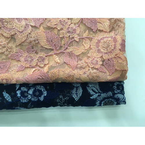 Polyester Yarn Embroidery On Nylon Korea Mesh