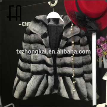 Factory direct wholesale fashion new design rex rabbit fur jacket with stand collar