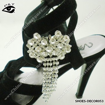 Tassel Silver Decorative Ornaments Clip On Rhinestones Metal Shoe Clip for Wedding Shoe Accessories