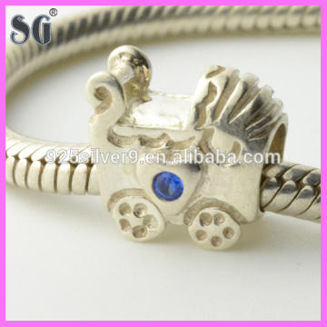 jewelry making raw material 925 authentic silver charm blue zircon sterling silver bead fits european bracelet