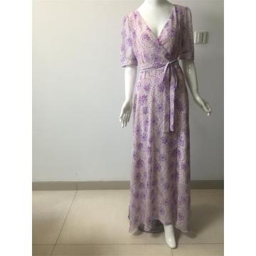 Printed Chiffon Dress in Color Purple