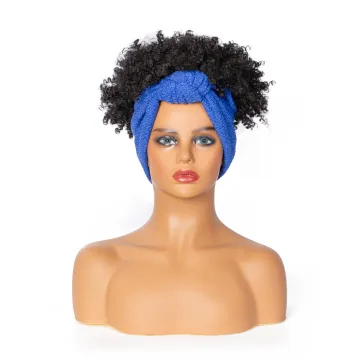 Wholesale vendors headband wigs stort kinky curly wigs  hradband synthetic hair wigs for black women