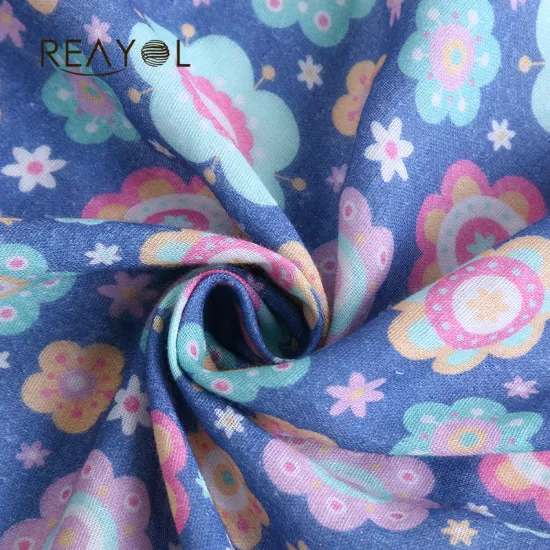 Digital Printed Bamboo Cotton Muslin Fabric for Baby Bedding Blankets