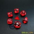 Bescon Mini Translucide Polyédrique RPG Dice Set 10MM, Petit jeu de rôle RPG Jeu Dice Set D4-D20 en Tube, Rouge Transparent