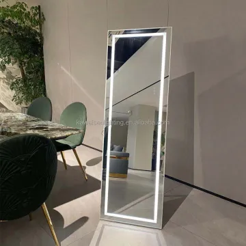 Backlit Full-Length Wall-Mounted Bathroom Mirror with Touch Control LED Lights