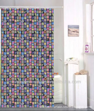 colorful printed Letter polyester fabric shower curtain