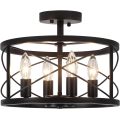 Black and Gold Semi Flush Mount Ceiling Lamp
