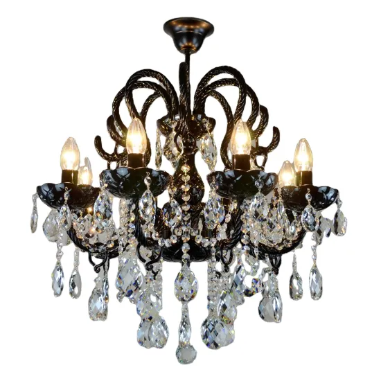 New Design Palace Style Black Candlestick Glass Ceiling Lamp LED Crystal Chandelier